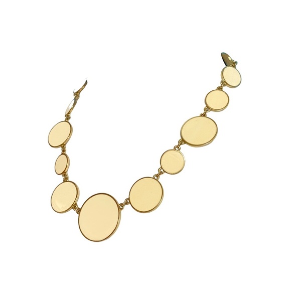 Cream Disc Statement Gold Tone Necklace - Picture 6 of 6